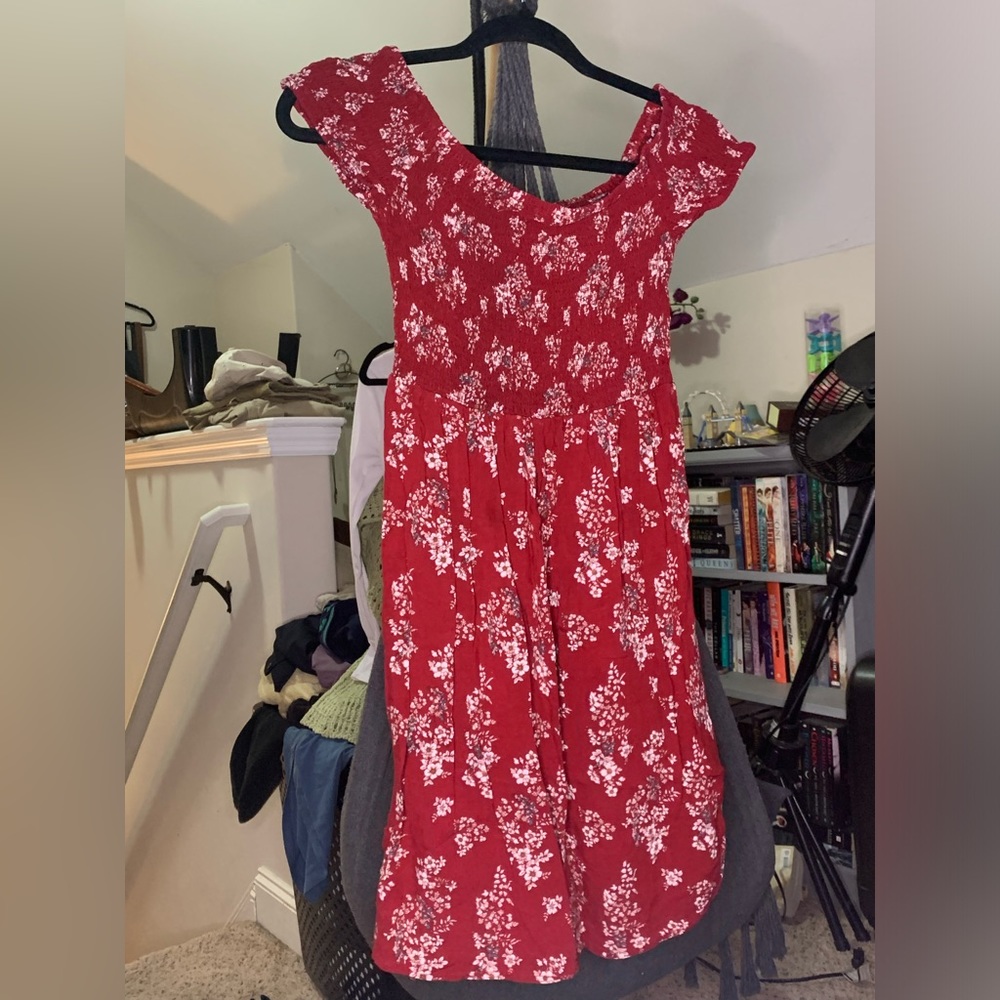 Floral red iris dress